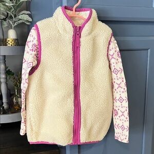 Cream and Pink Sherpa Fleece Vest w/ Matching Shirt
